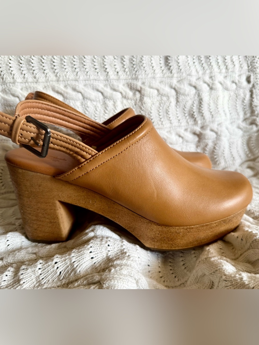 Tan Platform Clogs Slingback Heels by Universal Thread